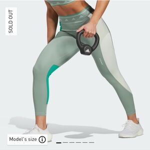 Adidas Techfit Colorblock 7/8 Leggings Size Medium Silver Green
